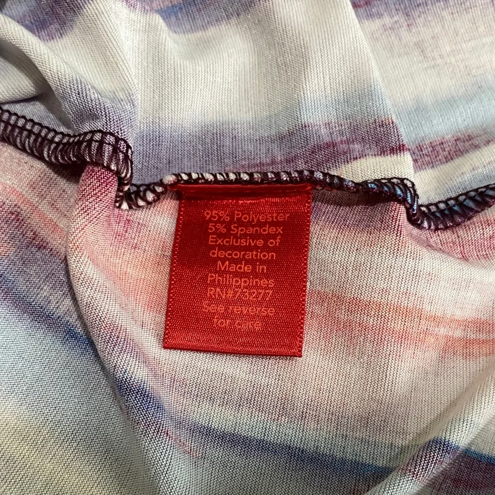Jennifer Lopez Stunning Striped Open LS Burgundy and White Blouse sz M